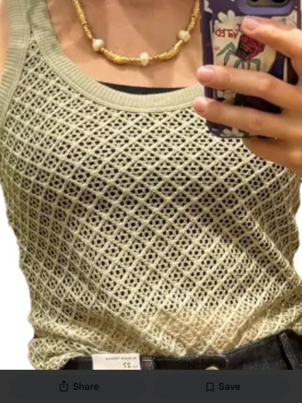 J. Crew Light Sage Open-Knit Scoop Neck Tank